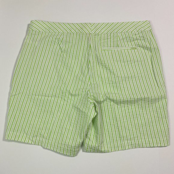 Izod Green and White Bermuda Shorts Tailored Cotton Blend - Picture 2 of 3